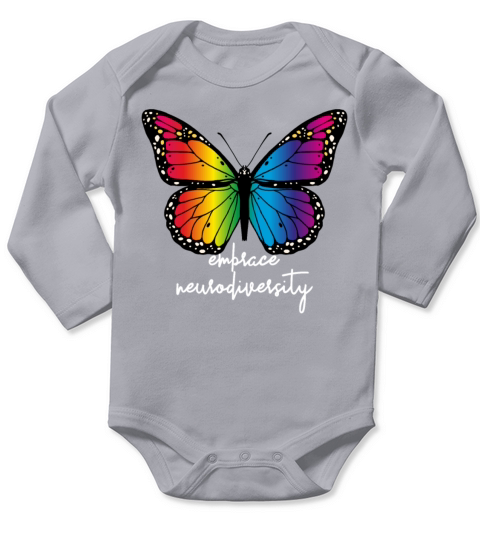 Embrace Neurodiversity Butterfly Autism Awareness Long Sleeve Baby One-Piece