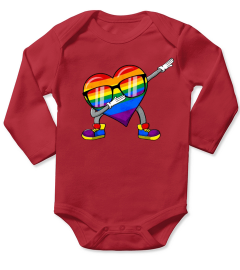 Gay Pride Rainbow Flag Dabbing Heart Sublte LGBTQ Long Sleeve Baby One-Piece