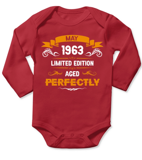 May 1963 Vintage Birthday Present Long Sleeve Baby One-Piece