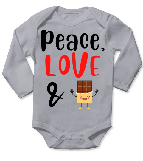 Peace Love and Chocolate Long Sleeve Baby One-Piece