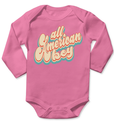 Vintage Classic All American Boy 4th of July Long Sleeve Baby One-Piece