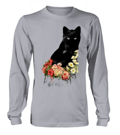 Black Cat Vintage Flower Good Luck Long sleeved Unisex