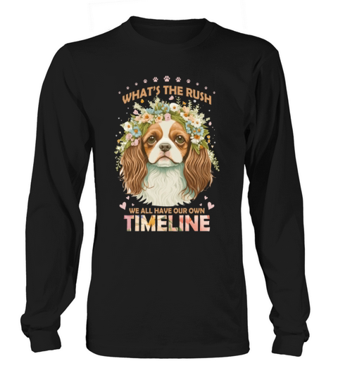 Cavalier King Charles Floral Dog Animal Lover Posi Long sleeved Unisex