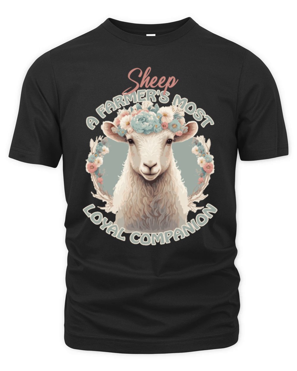 Flower Crown Sheep Funny Farm Animal Companion Quo Organic Unisex T-shirt