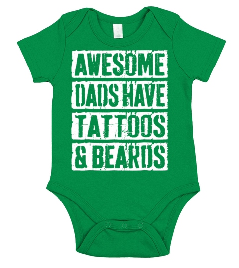 Awesome Dads Have Tattoos And Beards Father Day Short Sleeve Baby One-Piece