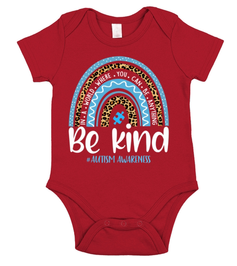 Be Kind Autism Awareness Leopard Rainbow Choose Short Sleeve Baby One-Piece