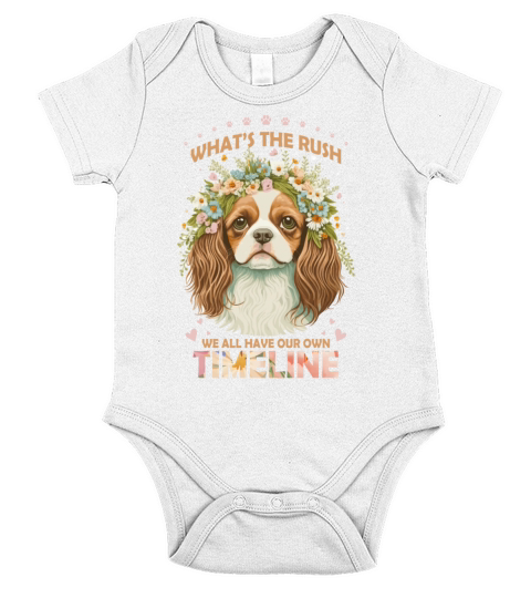 Cavalier King Charles Floral Dog Animal Lover Posi Short Sleeve Baby One-Piece
