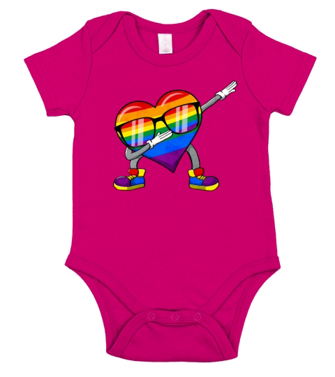 Gay Pride Rainbow Flag Dabbing Heart Sublte LGBTQ Short Sleeve Baby One-Piece