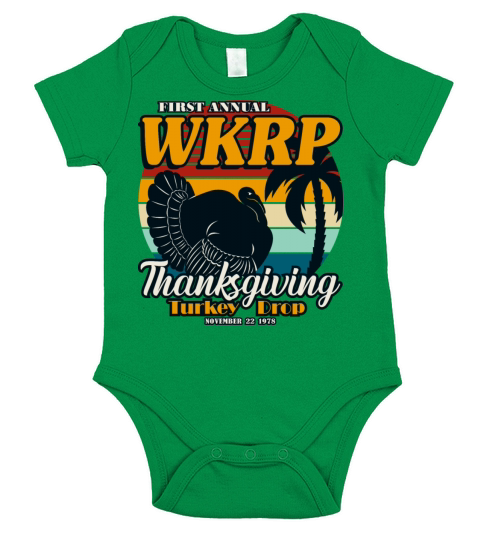 WKRP Thanksgiving Turkey Drop 1978 Vintage Retro Short Sleeve Baby One-Piece