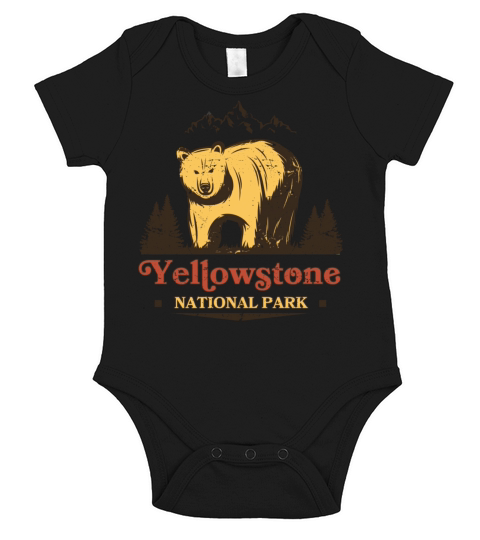 Yellowstone National Park Bear Vintage Short Sleeve Baby One-Piece