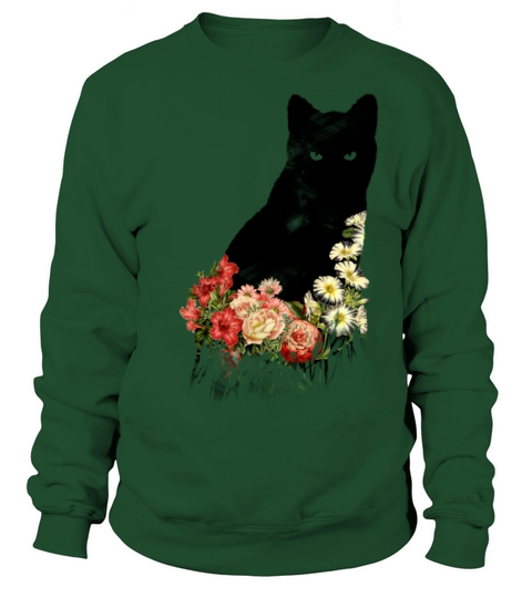 Black Cat Vintage Flower Good Luck Sweatshirt Unisex