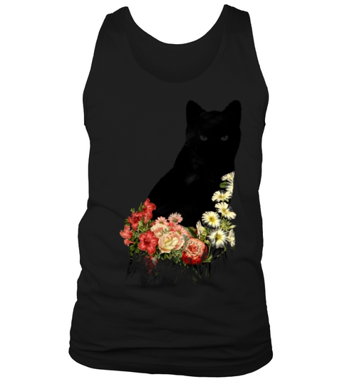 Black Cat Vintage Flower Good Luck Tank Top Unisex