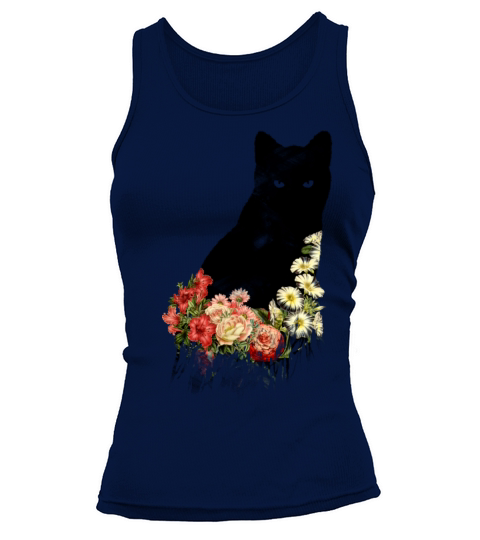 Black Cat Vintage Flower Good Luck Tank top Woman