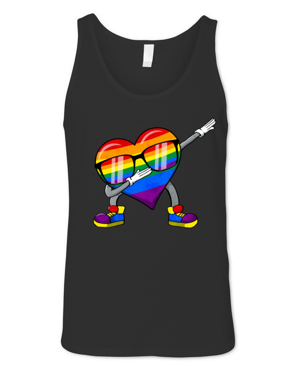 Gay Pride Rainbow Flag Dabbing Heart Sublte LGBTQ Unisex Jersey Tank