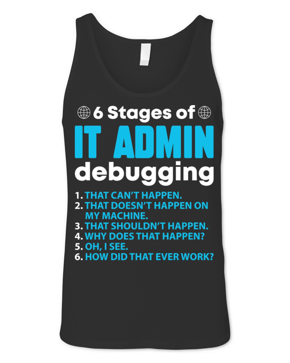 Stages Of It Admin Debugging Unisex Jersey Tank