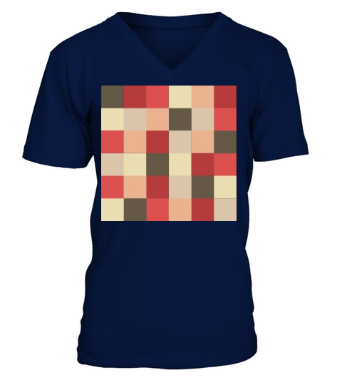 Colorful checker pattern V-Neck T-shirt
