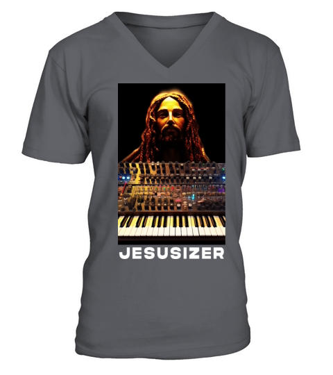 Jesusizer Vintage Jesus Synthesizer Analog Synth V-Neck T-shirt