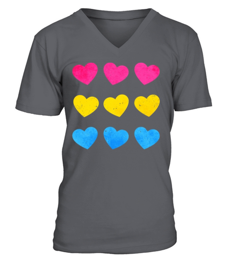 Pansexual Pride Pan Flag Hearts Subtle LGBTQ V-Neck T-shirt