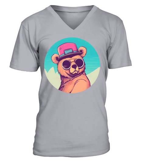Vintage Retro Bear 80s 90s Style V-Neck T-shirt