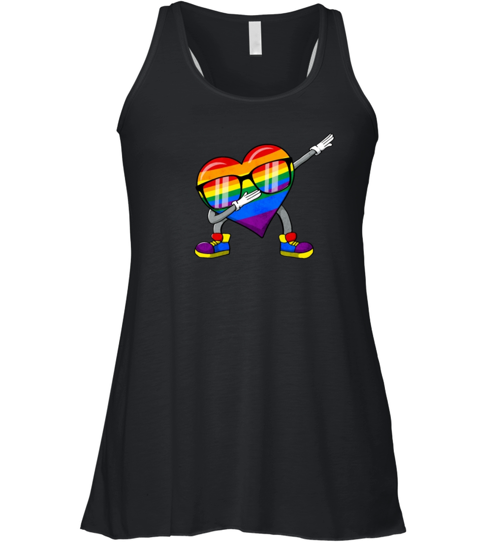 Gay Pride Rainbow Flag Dabbing Heart Sublte LGBTQ Women's Flowy Tank Top