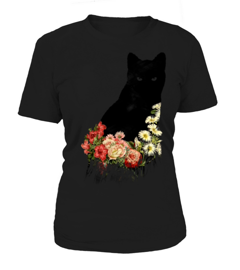 Black Cat Vintage Flower Good Luck Women's T-Shirt