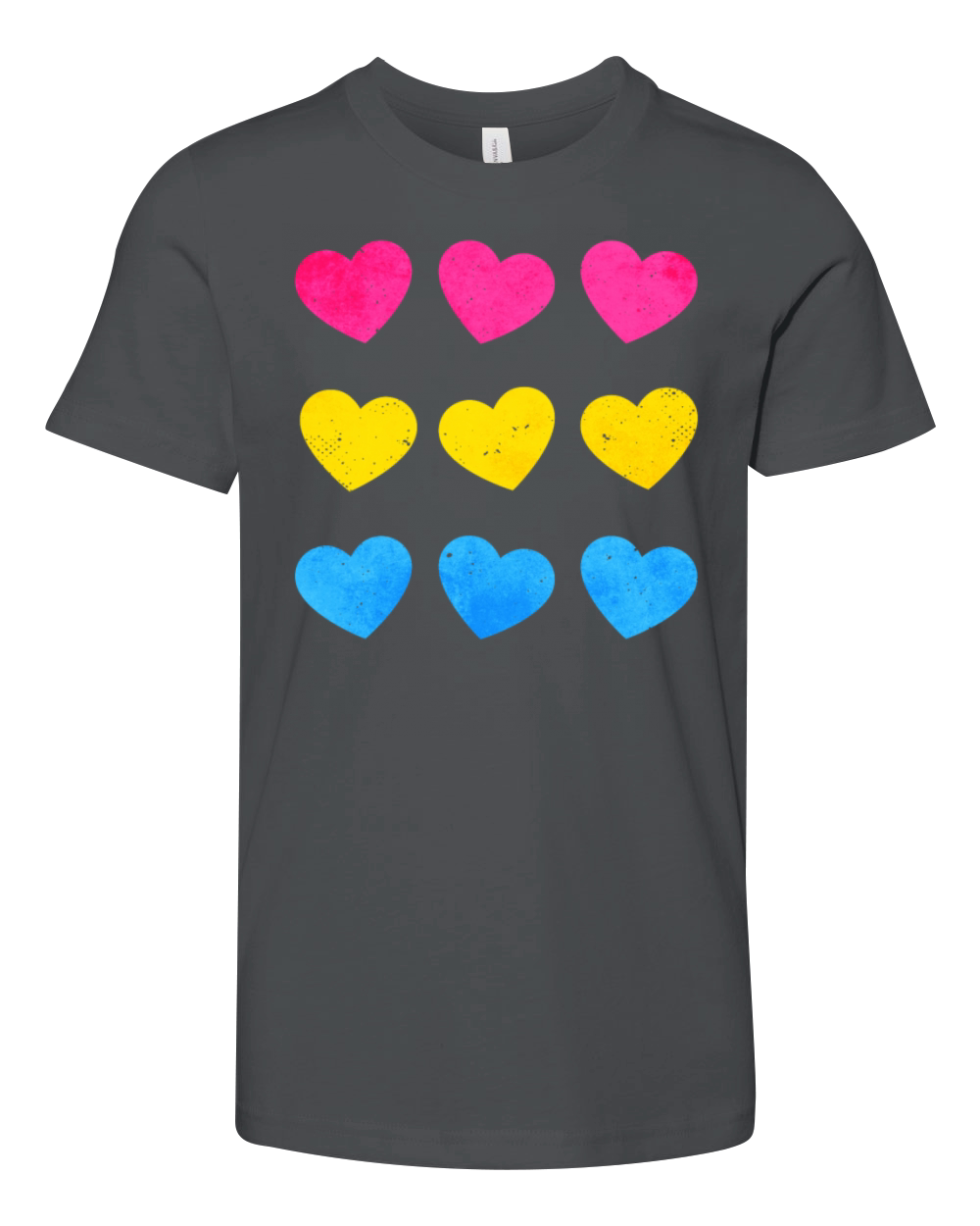 Pansexual Pride Pan Flag Hearts Subtle LGBTQ Youth Unisex Jersey Tee