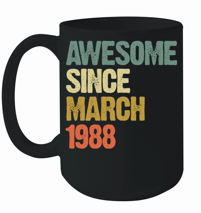 Retro Awesome Since March 1988 Groovy Vintage Ceramic Mug