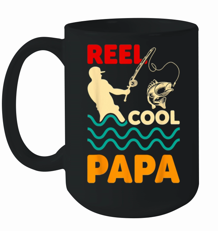 Vintage Reel Cool Papa Fishing Fisherman Ceramic Mug