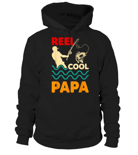 Vintage Reel Cool Papa Fishing Fisherman Hoodie Unisex