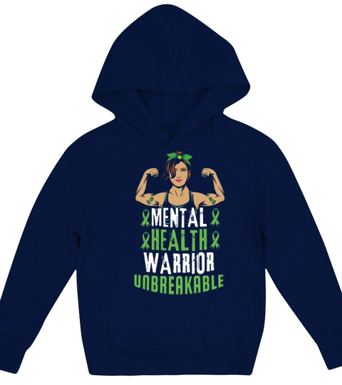Green Mental Health Warrior Awareness Month Kids Hoodie
