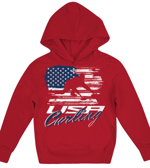 Vintage American Flag Usa Curling Kids Hoodie