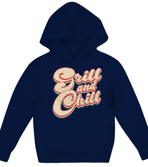 Vintage Grill and Chill Patriotic 4th of July Kids Hoodie