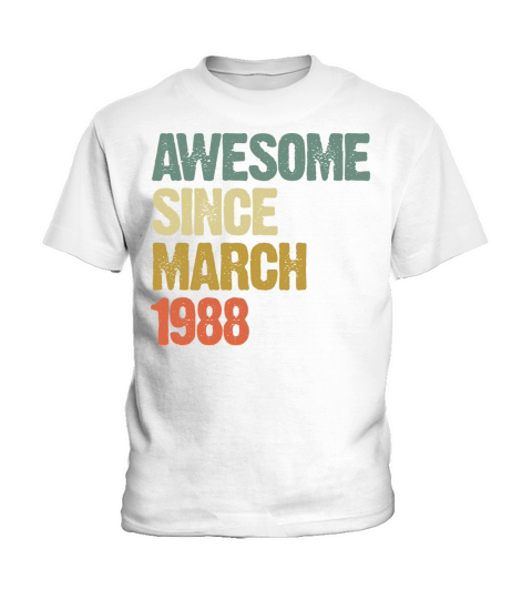 Retro Awesome Since March 1988 Groovy Vintage Kids T-Shirt