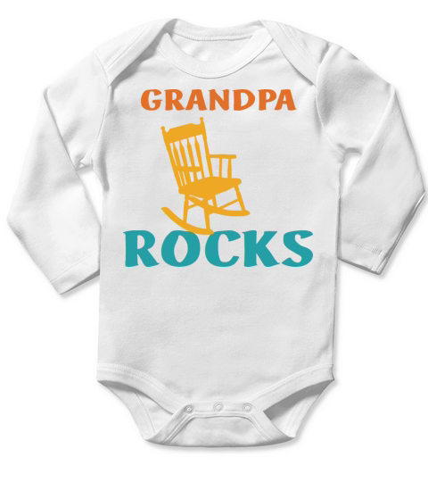 Grandpa Rocks Funny Retro Apparel Long Sleeve Baby One-Piece