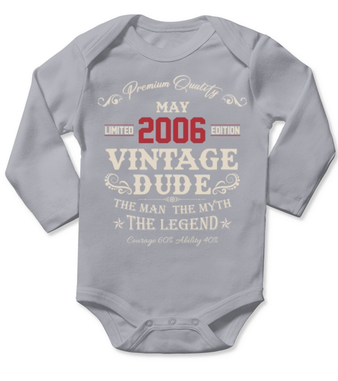 May 2006 Vintage Birthday Present Long Sleeve Baby One-Piece