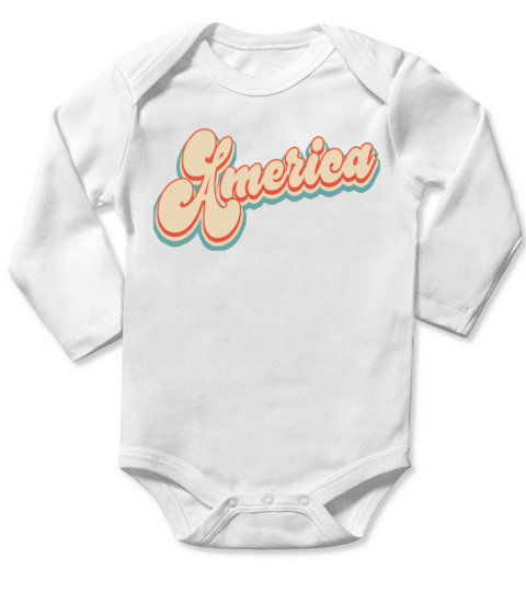 Vintage Classic America 4th of July Long Sleeve Baby One-Piece