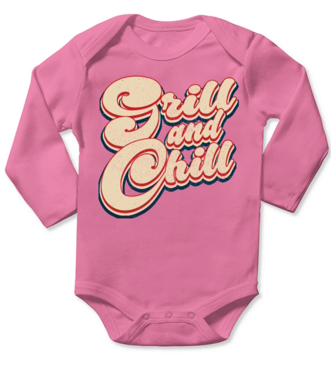 Vintage Grill and Chill Patriotic 4th of July Long Sleeve Baby One-Piece