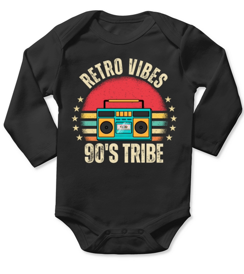 Vintage-Inspired 90s Retro Design Long Sleeve Baby One-Piece