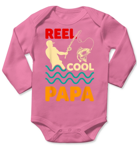 Vintage Reel Cool Papa Fishing Fisherman Long Sleeve Baby One-Piece