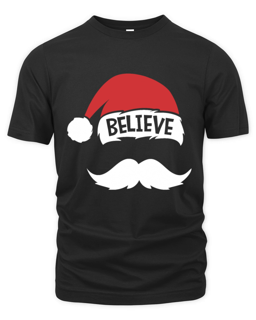 Believe Quote Santa Hat Mustache Family Reunion Ch Organic Unisex T-shirt