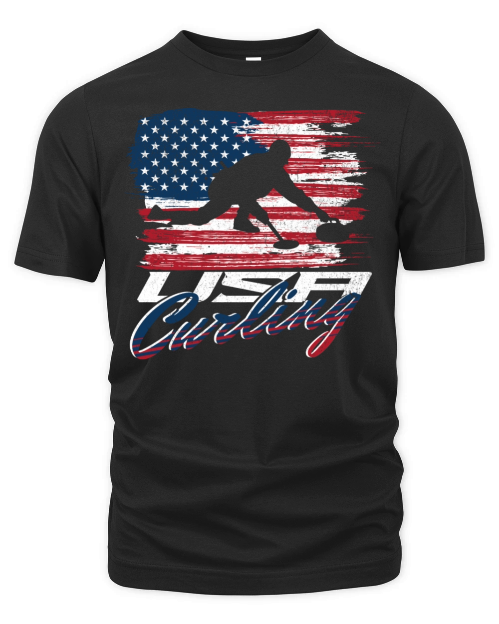 Vintage American Flag Usa Curling Organic Unisex T-shirt