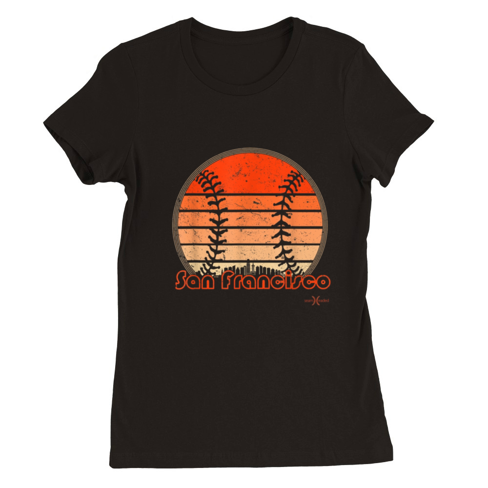 Retro San Francisco Baseball Sunset with Vintage Premium Womens Crewneck T-shirt