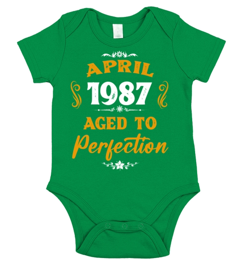 April 1987 Vintage Birthday Present Short Sleeve Baby One-Piece
