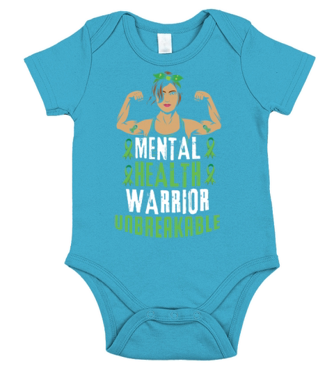 Green Mental Health Warrior Awareness Month Short Sleeve Baby One-Piece