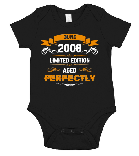 June 2008 Vintage Birthday Present Short Sleeve Baby One-Piece