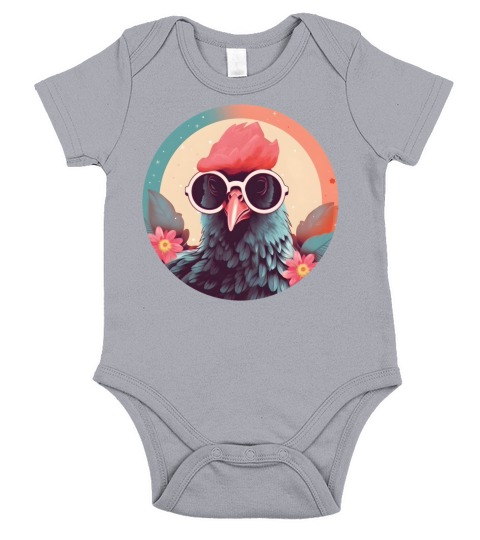 Retro 80s 90s Chicken Lovers Style Short Sleeve Baby One-Piece
