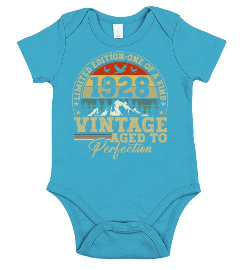 retro vintage birthday 1928 Short Sleeve Baby One-Piece