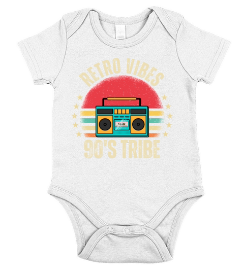 Vintage-Inspired 90s Retro Design Short Sleeve Baby One-Piece