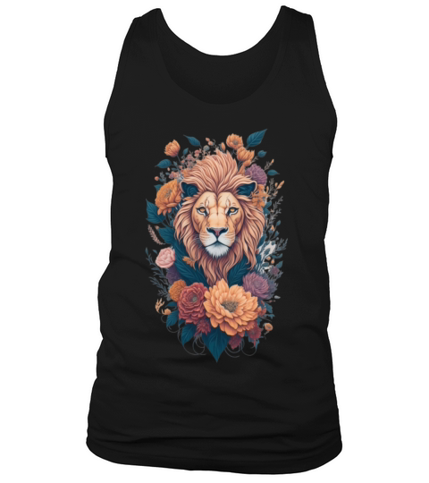 Vintage Lion Head and Flower Splash T-Shirt Tank Top Unisex