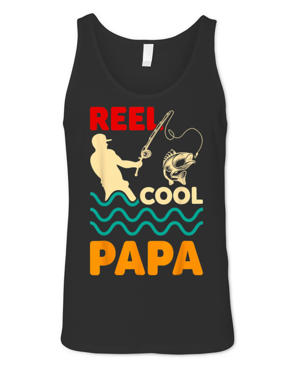 Vintage Reel Cool Papa Fishing Fisherman Unisex Jersey Tank